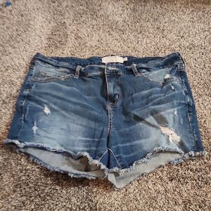 Distressed Blue Denim Shorts